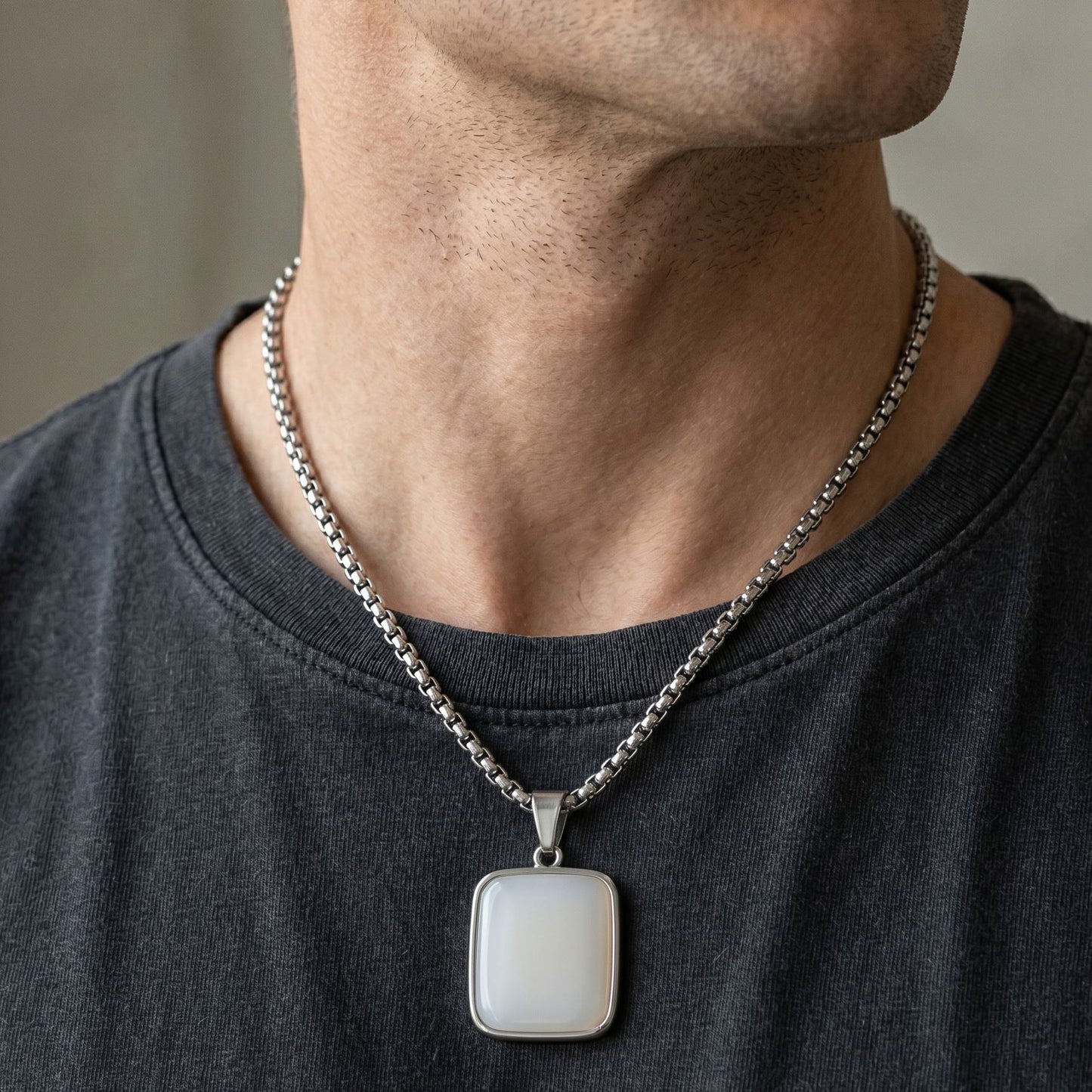 White Stone Geometric Necklace