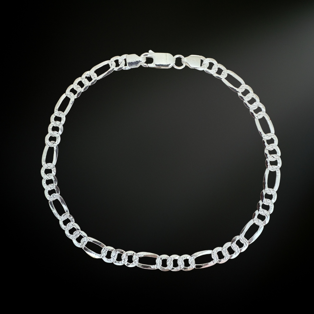 Figaro Flat Silver925 Bracelet 0.5cm