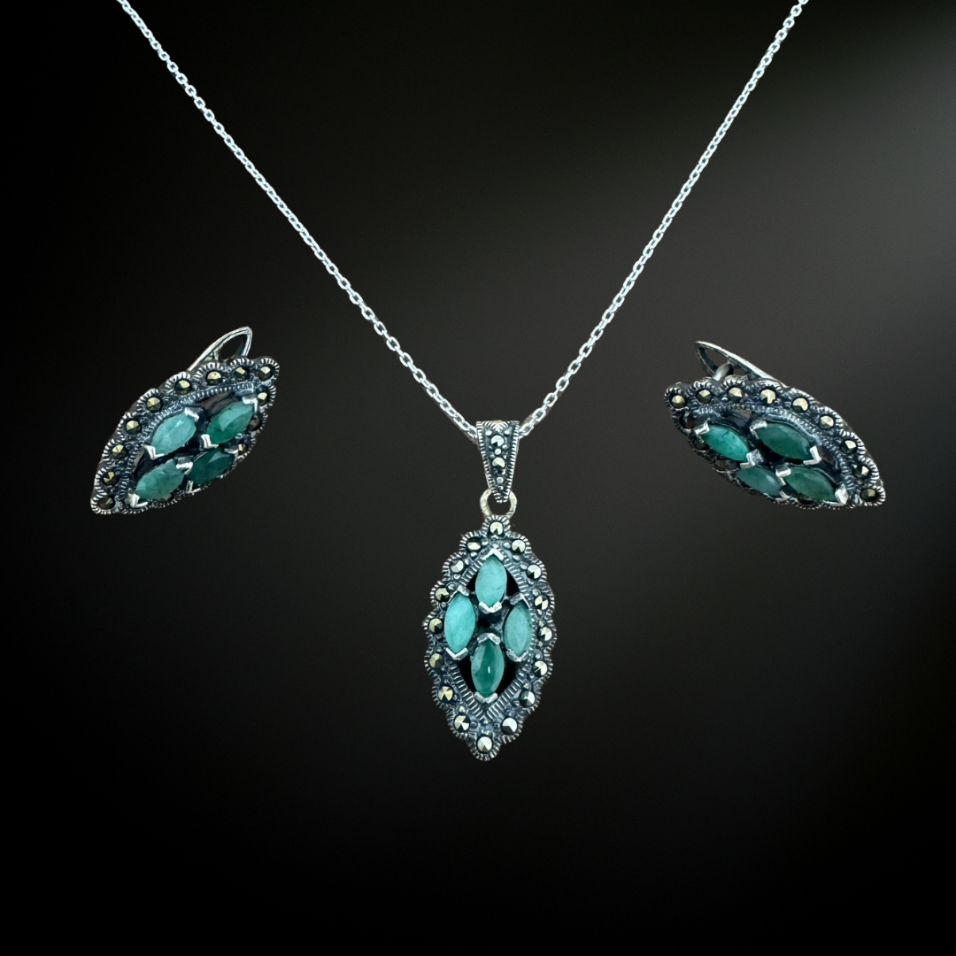 Emerald Silver925 Set
