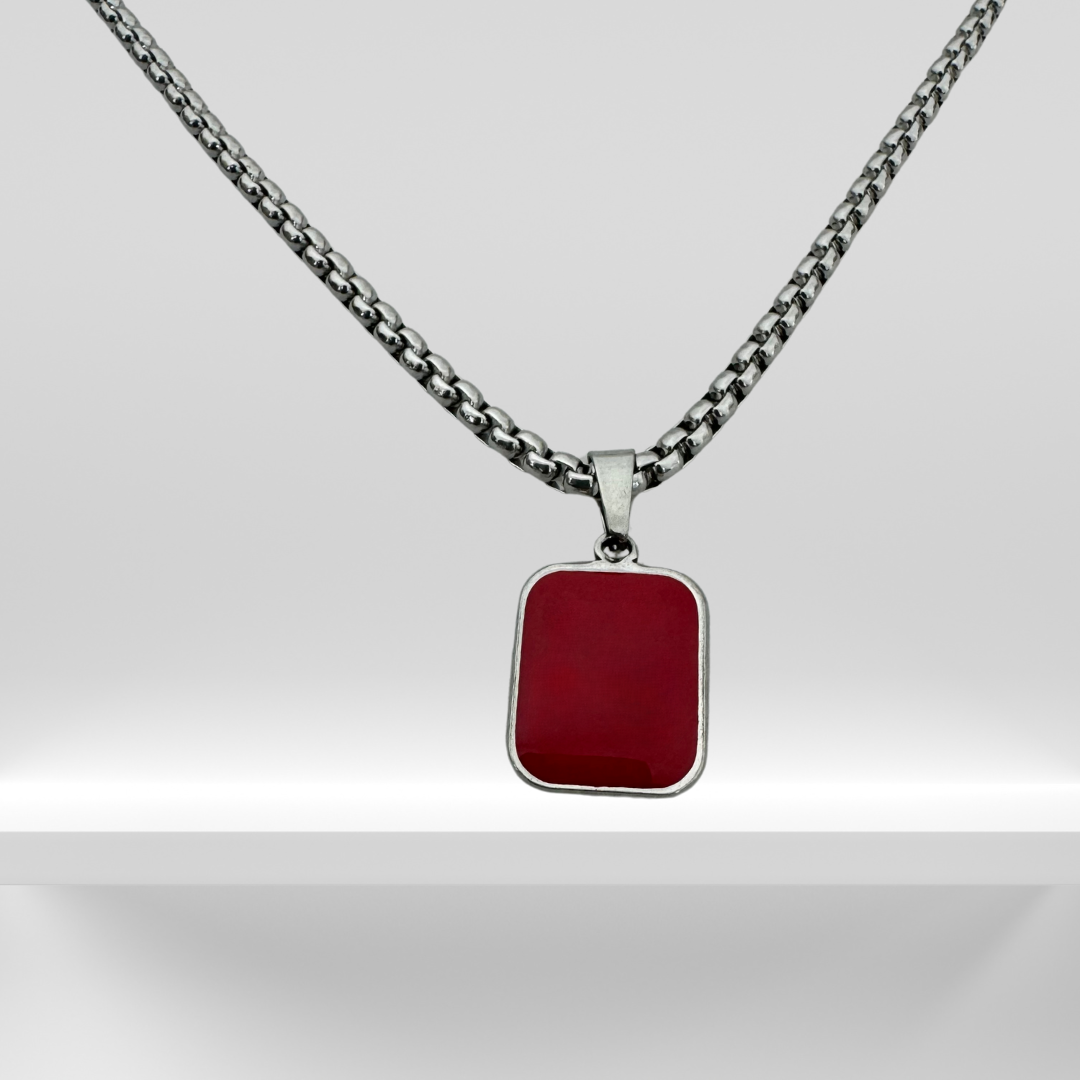 Red Stone Geometric Necklace
