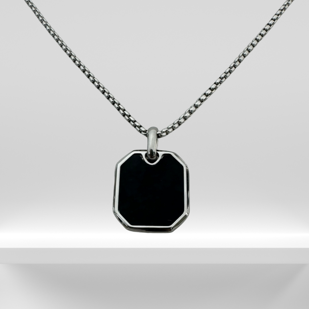 Black Stone Geometric Necklace