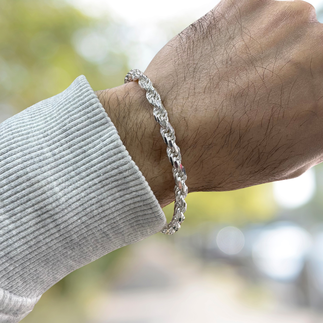 Twisted Rope Silver925 Bracelet 0.6cm
