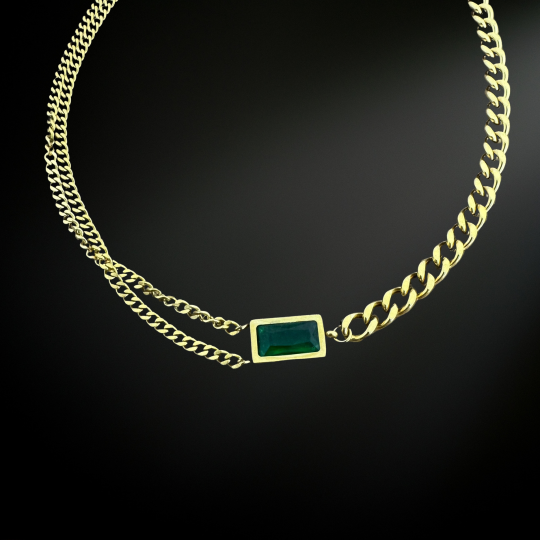 Green Sapphire Chain Necklace