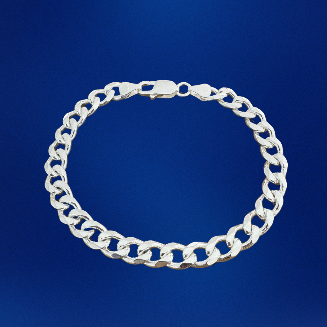Curb Chain Silver925 Bracelet 0.8cm