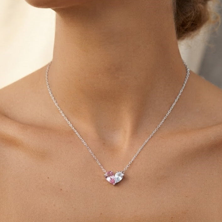 Twin Heart Gem Necklace
