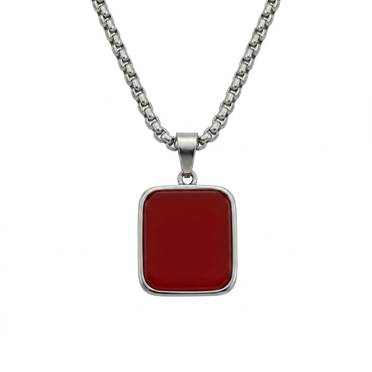 Red Stone Geometric Necklace