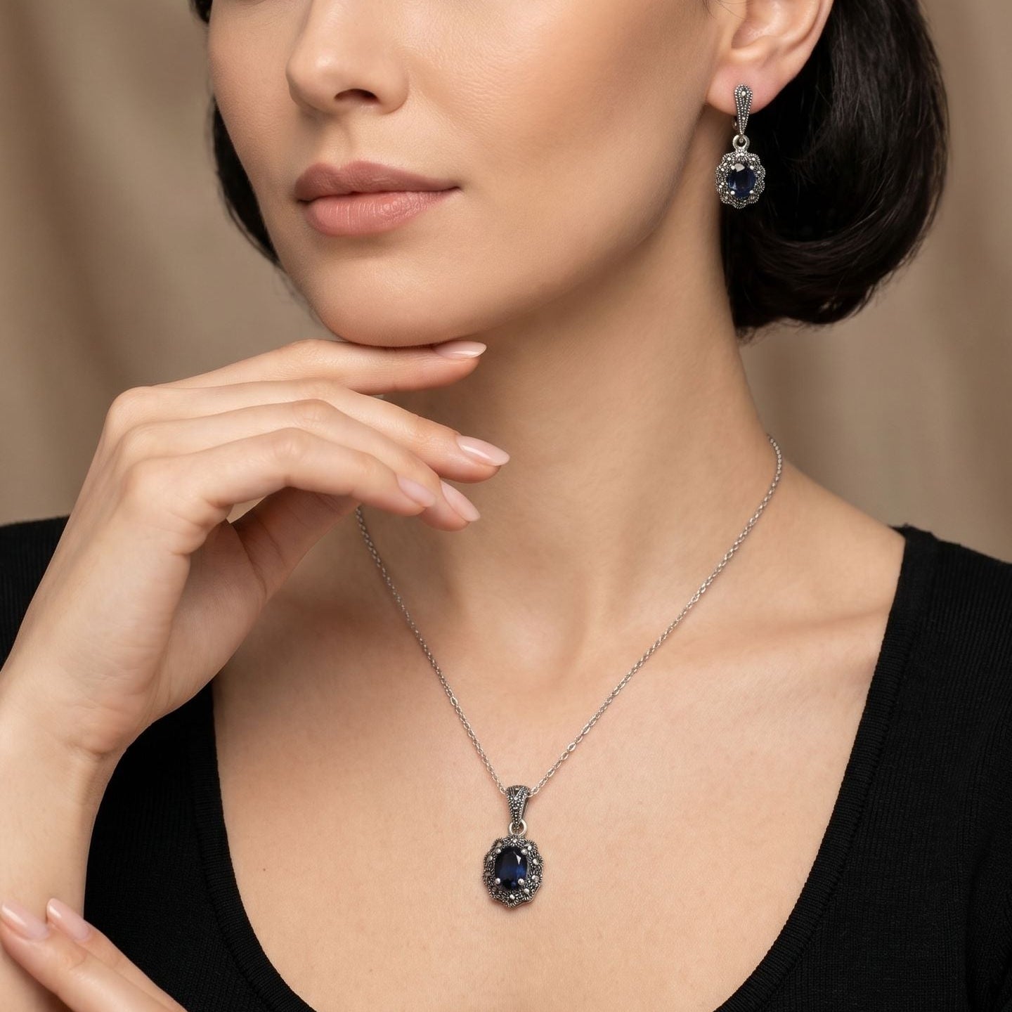 Dark Sapphire Antique Set