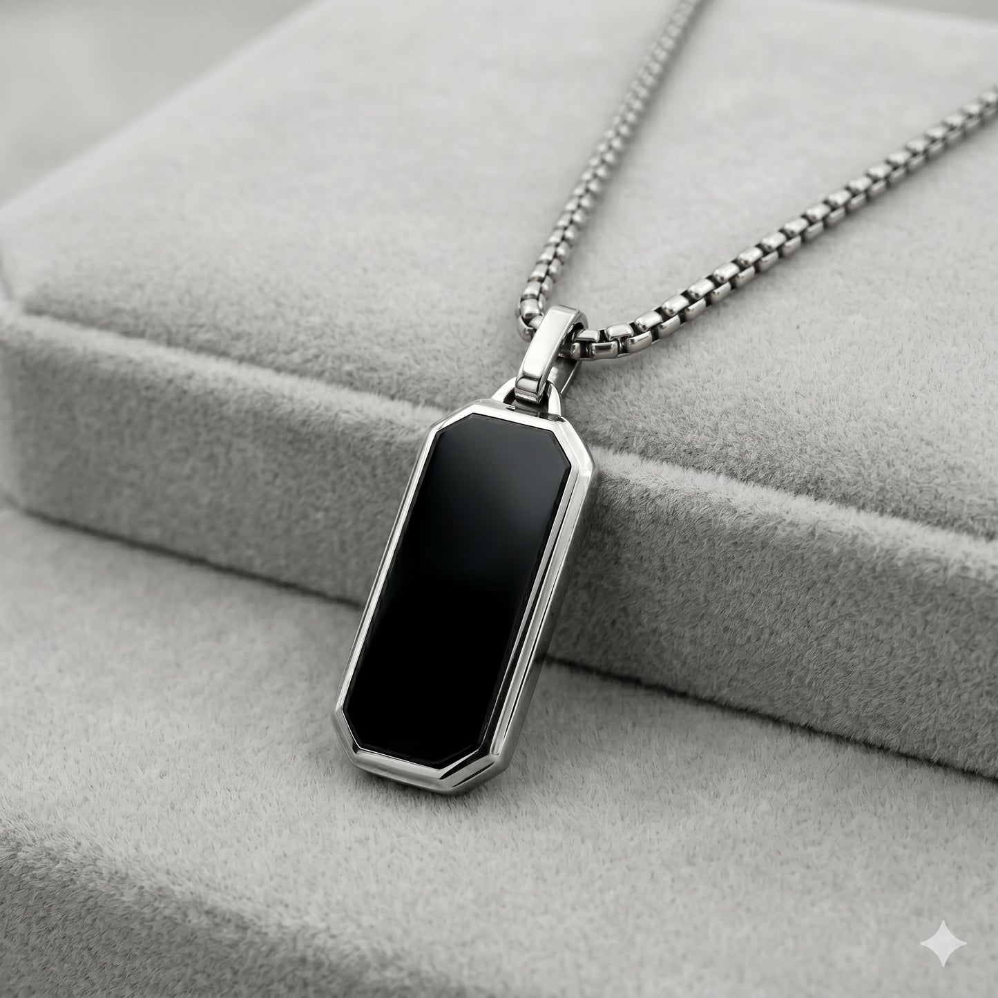 Black Stone Geometric Necklace