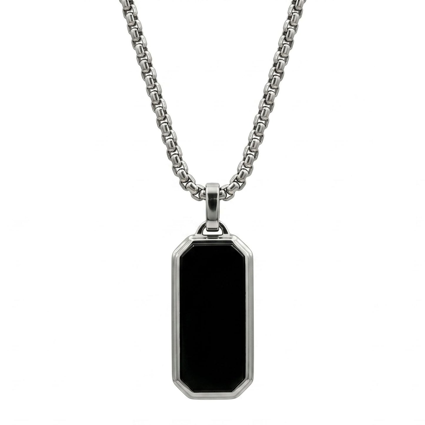 Black Stone Geometric Necklace