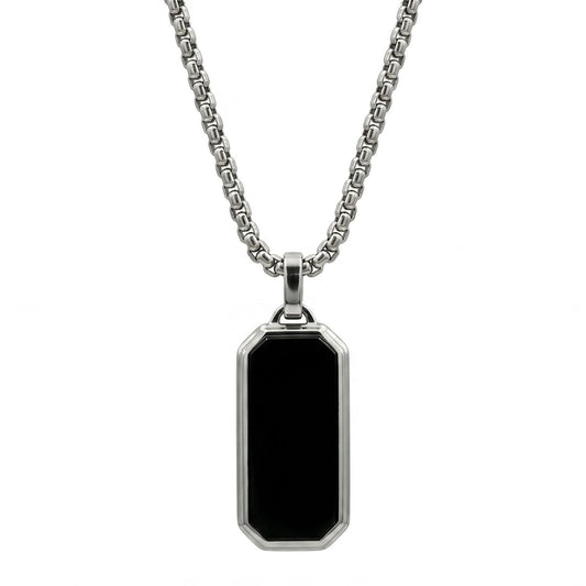 Black Stone Geometric Necklace