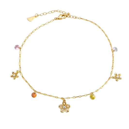 Bloom Gem Flower Anklet