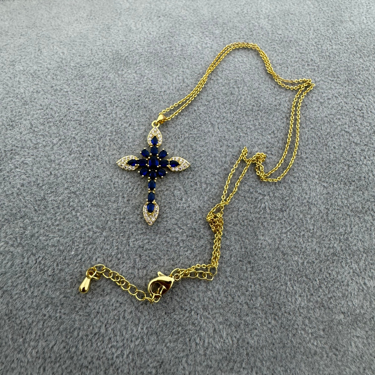 Sapphire CZ Cross Necklace