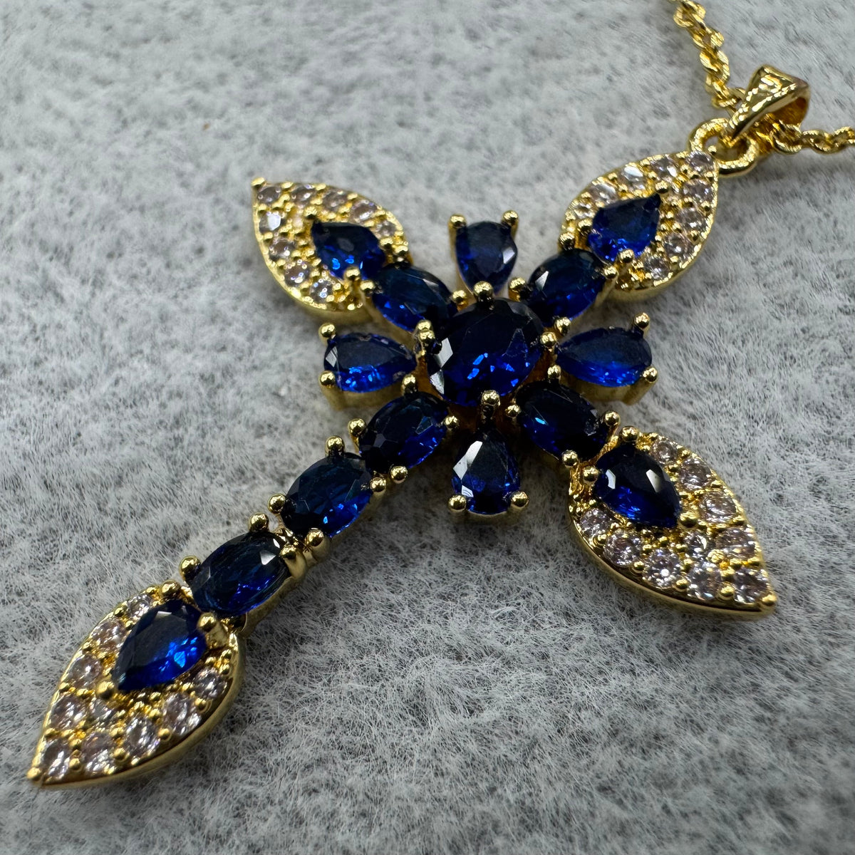 Sapphire CZ Cross Necklace