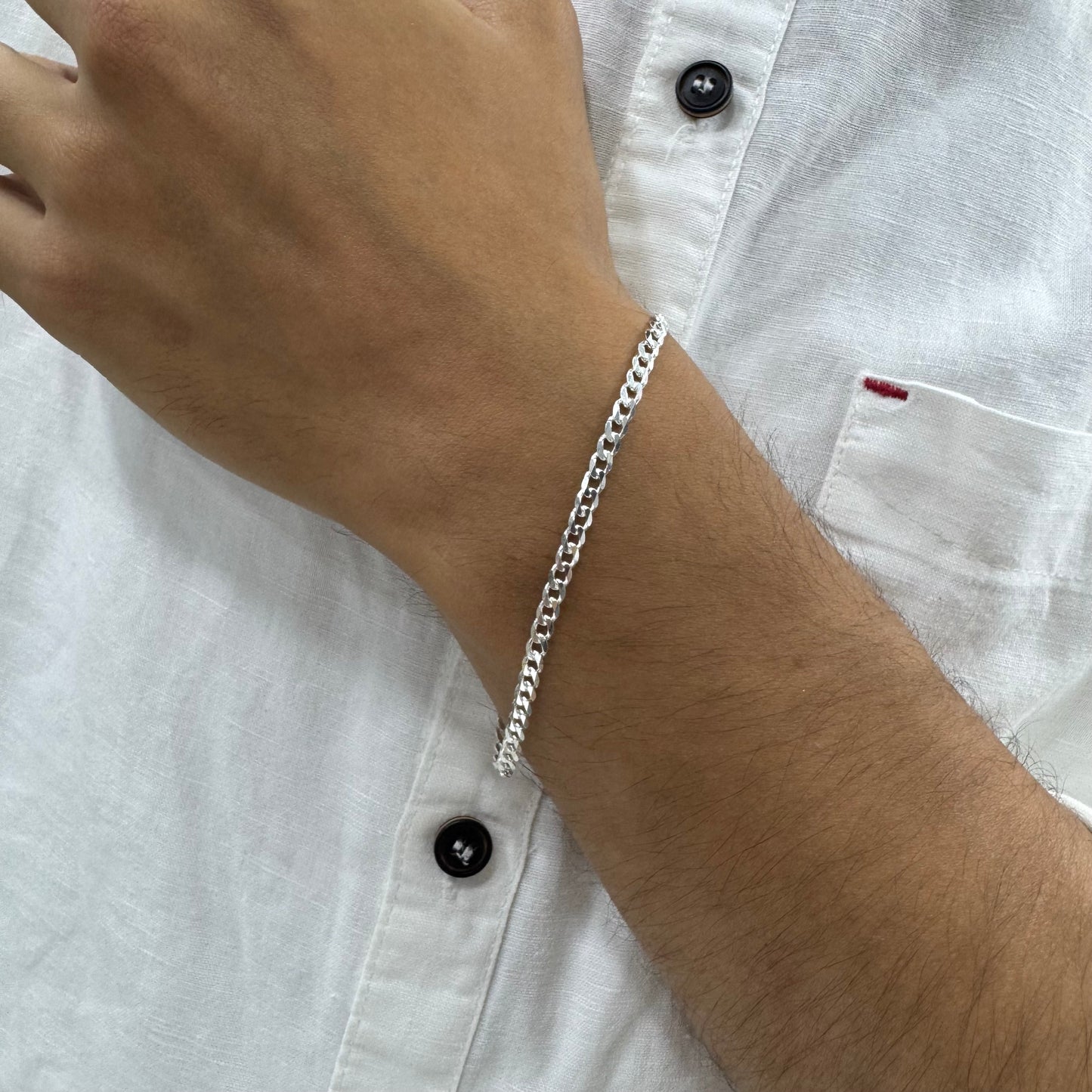 Curb Chain - 925 Sterling Silver Bracelet
