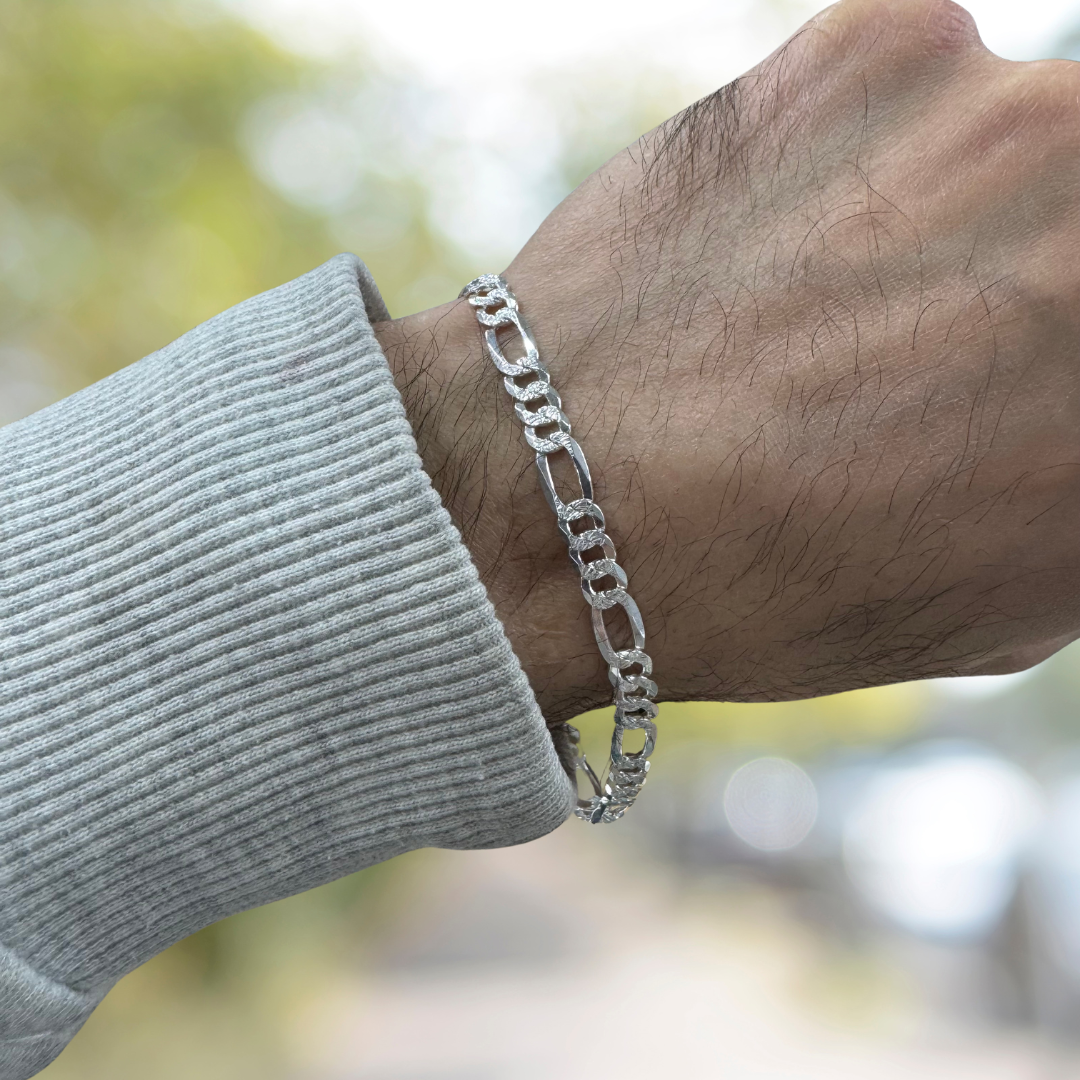 Figaro Flat Silver925 Bracelet 0.5cm
