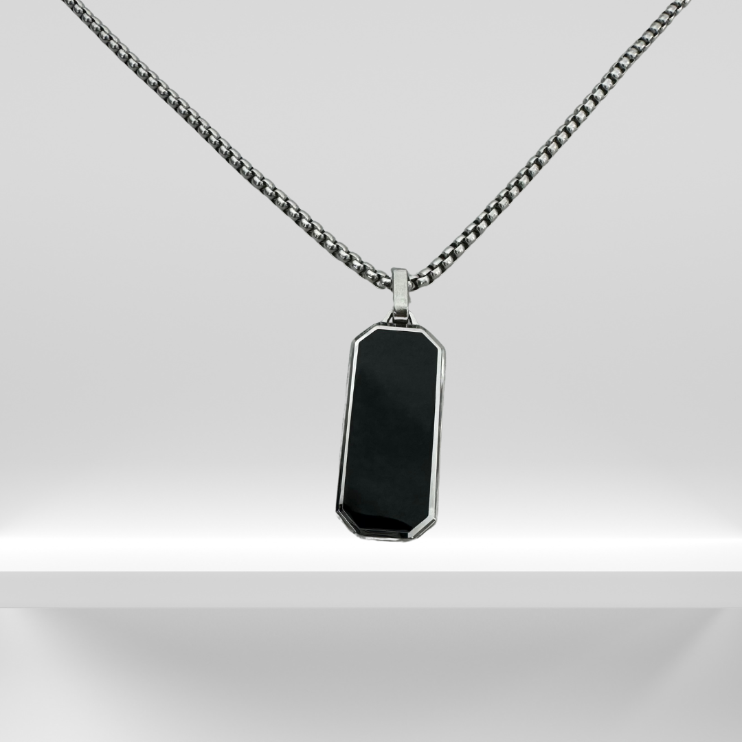 Black Stone Geometric Necklace