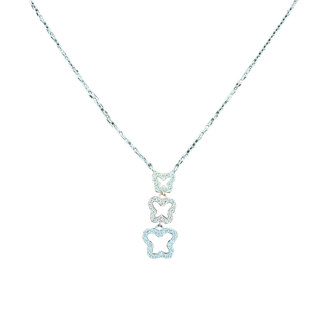 Three Colors Butterfly Silver925 Necklace