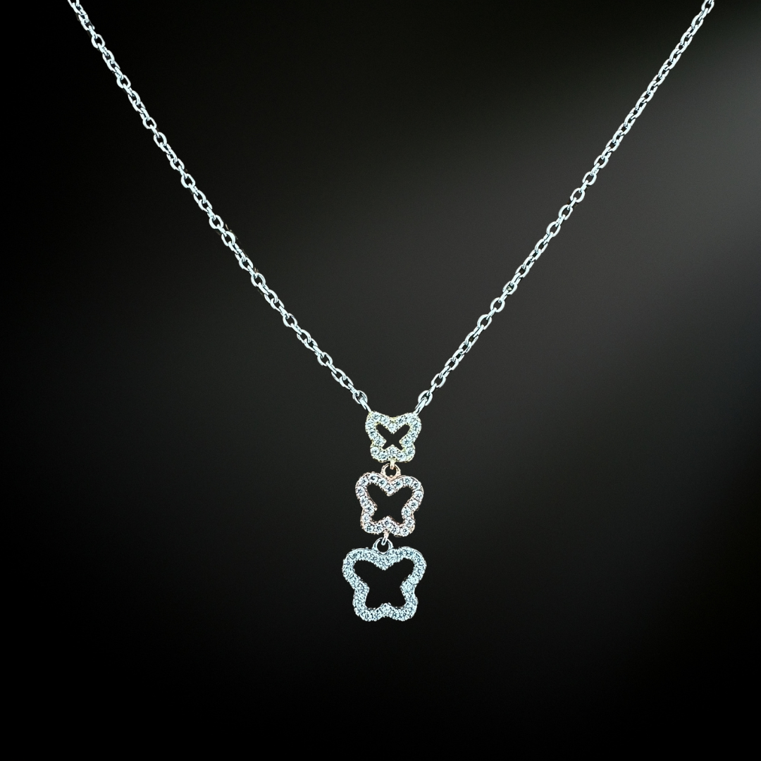 Three Colors Butterfly Silver925 Necklace
