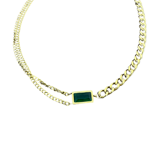 Green Sapphire Chain Necklace