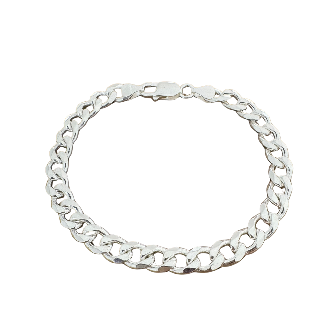 Curb Chain Silver925 Bracelet 0.8cm