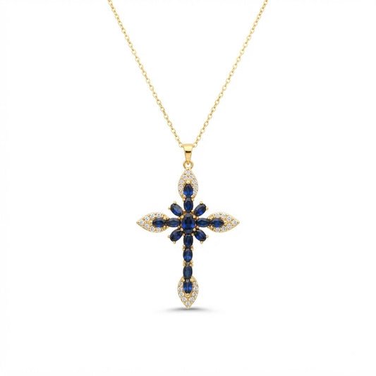 Sapphire CZ Cross Necklace